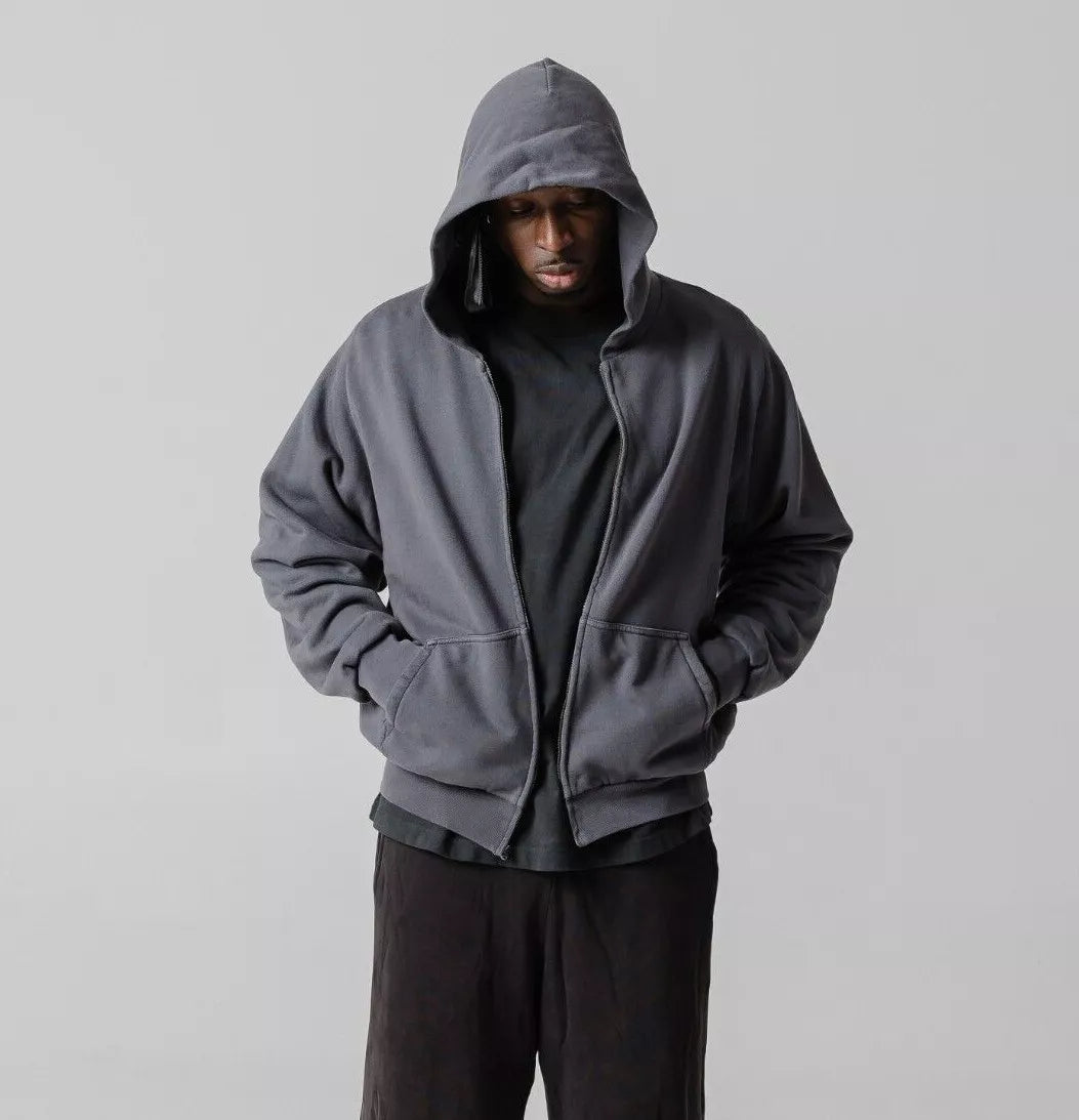 Unreleased Yeezy Gap Engineered by Balenciaga Dark Grey Zip Up Hoodie xChange.LA